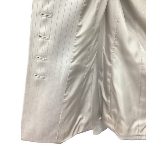Escada Blazer Women’s Size 38 (6) New Wool Silk Rayon Blend Stripes Light Gray - Picture 7 of 10